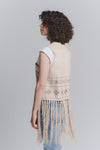Gilet Ricamo Beige donna Barone firenze - 3