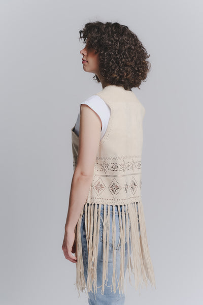 Gilet Ricamo Beige