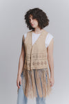 Gilet Ricamo Cuoio donna Barone firenze - 1
