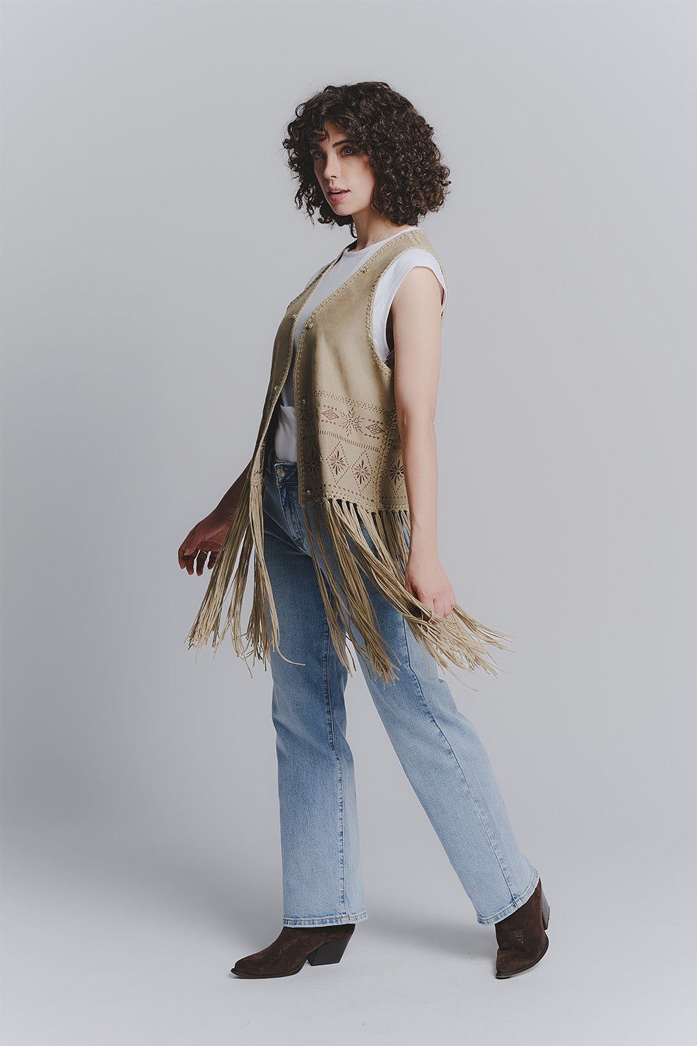Gilet Ricamo Oliva donna Barone firenze - 2