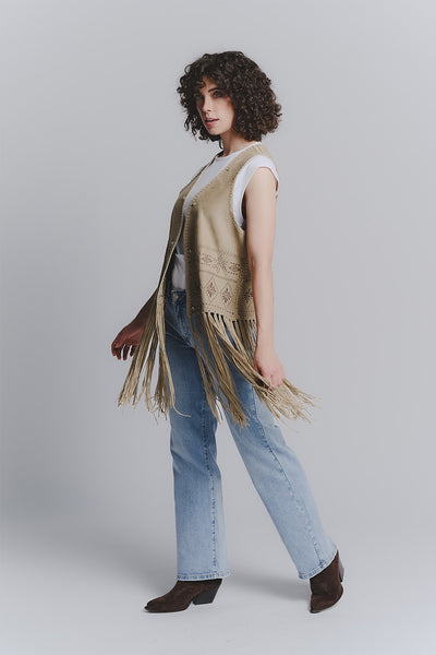 Gilet Ricamo Oliva