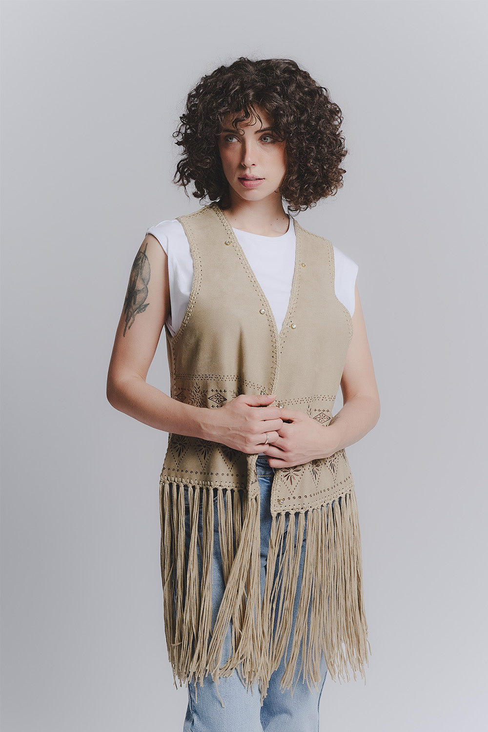 Gilet Ricamo Oliva donna Barone firenze - 1