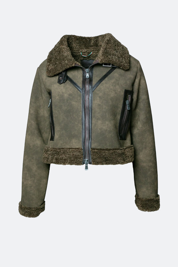 Ginevra Shearling Style Verde donna Barone firenze