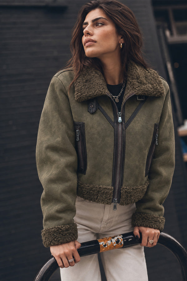 Ginevra Shearling Style Verde donna Barone firenze