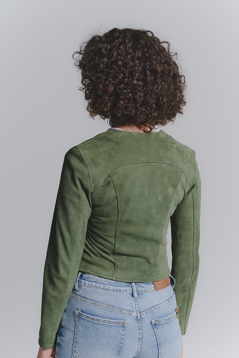 Ire Corto Camoscio Sfoderato Verde donna Barone firenze - 11