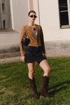 Ire Corto Camoscio Sfoderato Cognac donna Barone firenze - 2