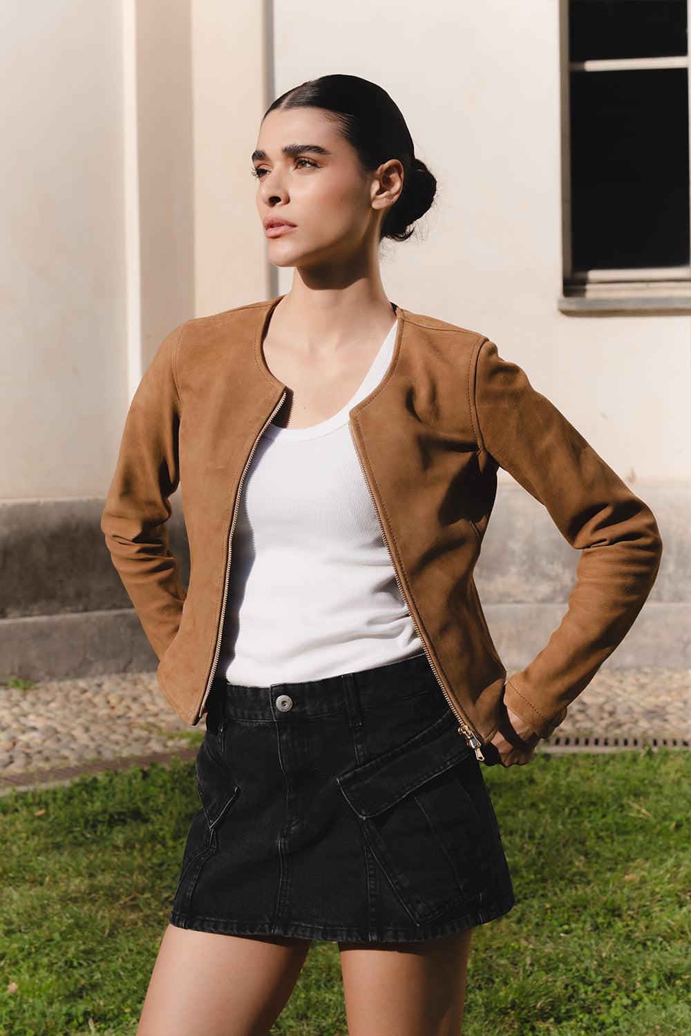 Ire Corto Camoscio Sfoderato Cognac donna Barone firenze - 1