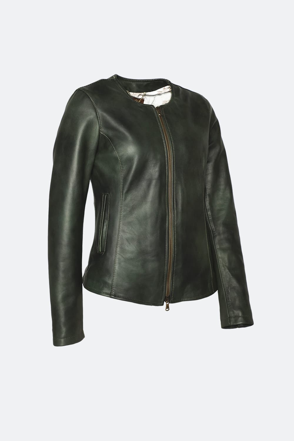 Irene Long Green Jacket 100% genuine leather Made in Italy - Barone Firenze