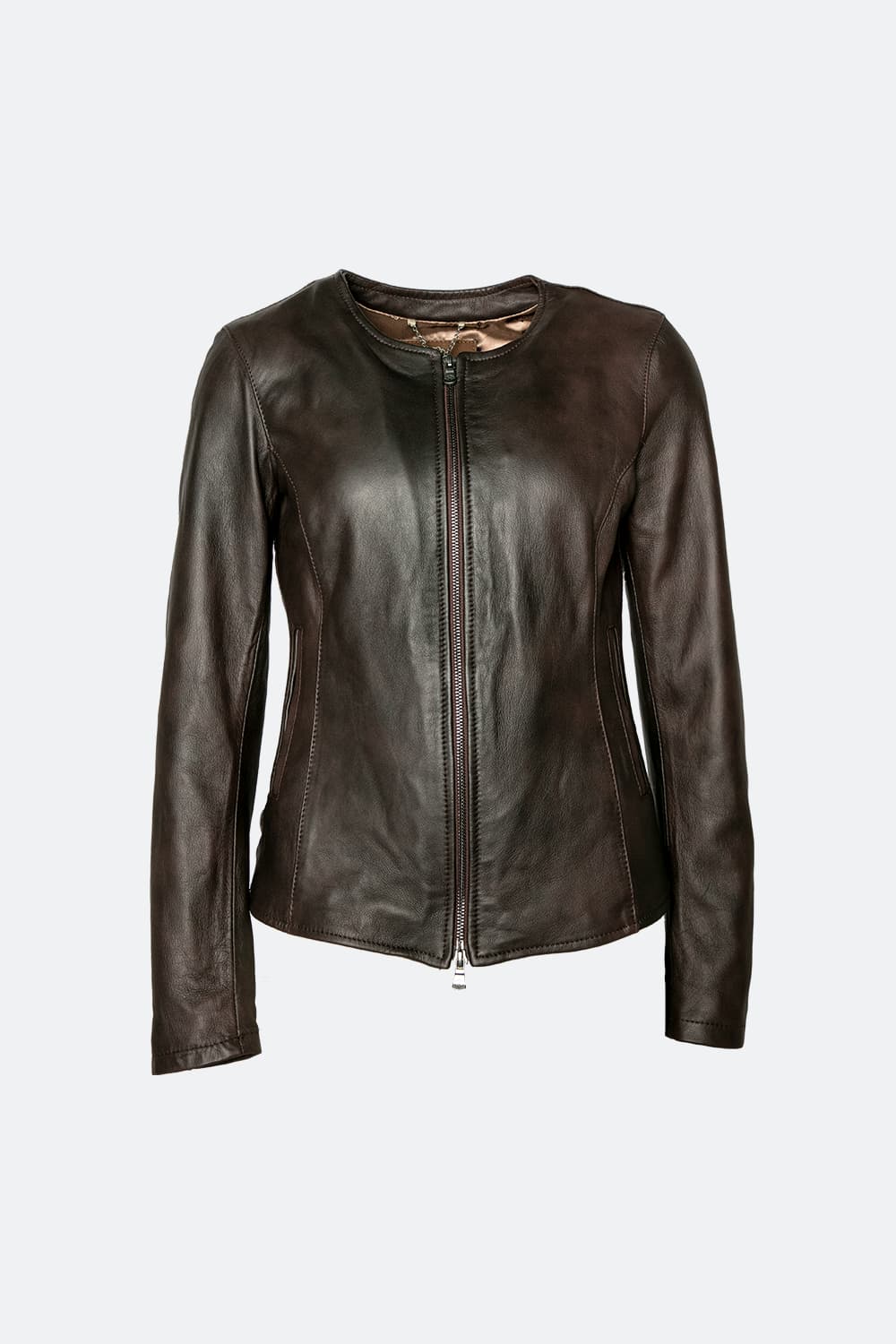 Irene Lungo Testa di Moro Giacca 100% vera pelle Made in Italy - Barone Firenze