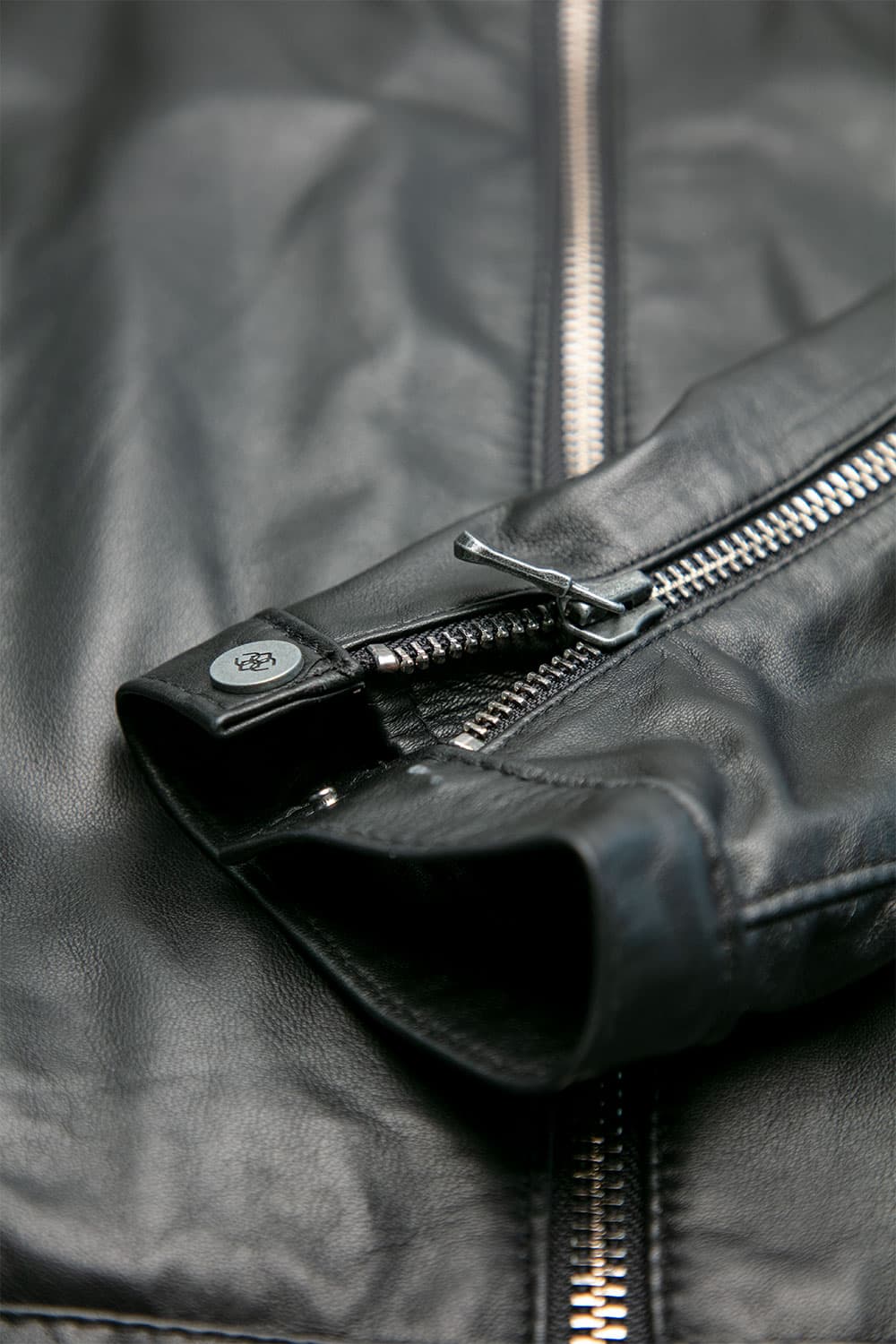 Michele Giacca di Pelle con Impunture Nero uomo Barone firenze - 7