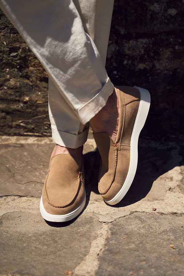 Mocassino Camoscio Uomo Beige uomo Barone firenze