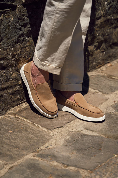 Mocassino Camoscio Uomo Beige