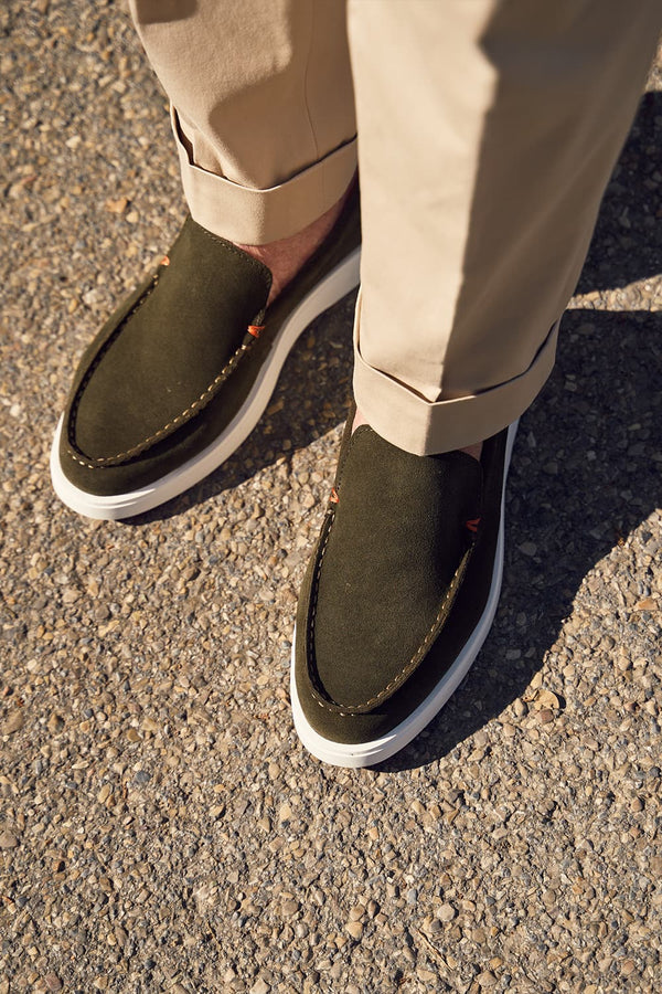 Mocassino Camoscio Uomo Verde uomo Barone firenze
