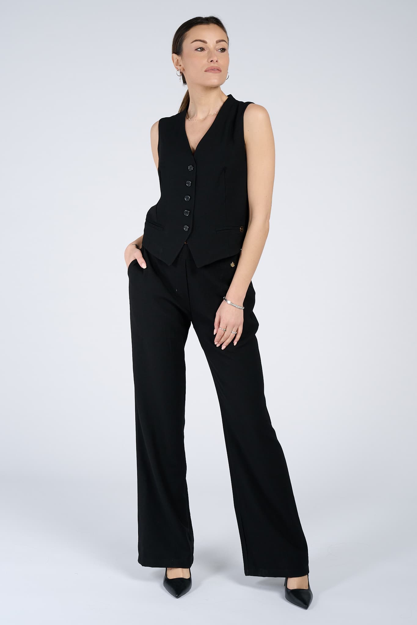 Pantalone Palazzo Chic Nero - Barone Firenze