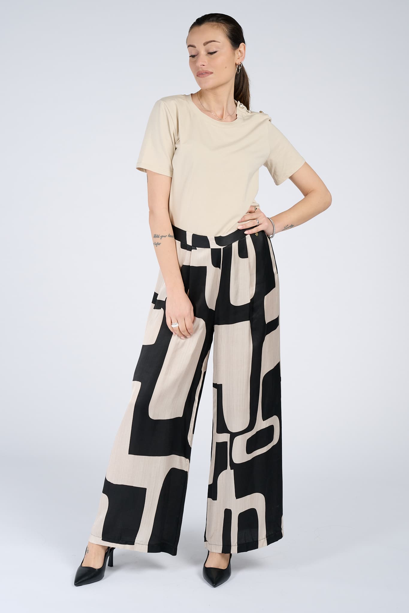 Pantalone Palazzo Fantasia Nero - Barone Firenze