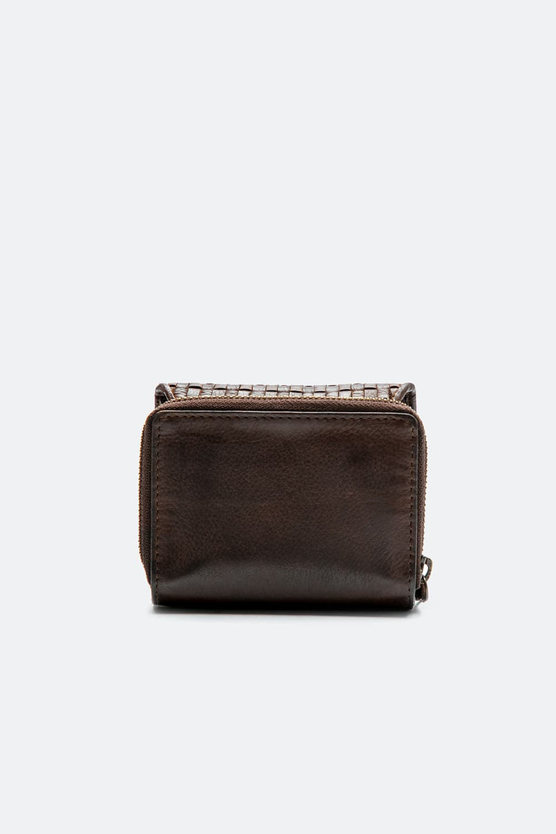 Portafoglio Intreccio Bottone e Liscio Testa di moro unisex Barone firenze - 3