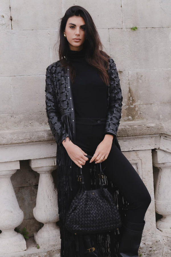 Giacca Fiori e Frange Lunga donna Barone firenze