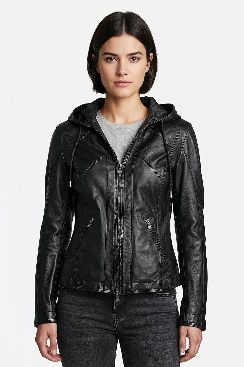 Sofia con Cappuccio giacca donna 100% vera pelle Made in Italy - Barone Firenze
