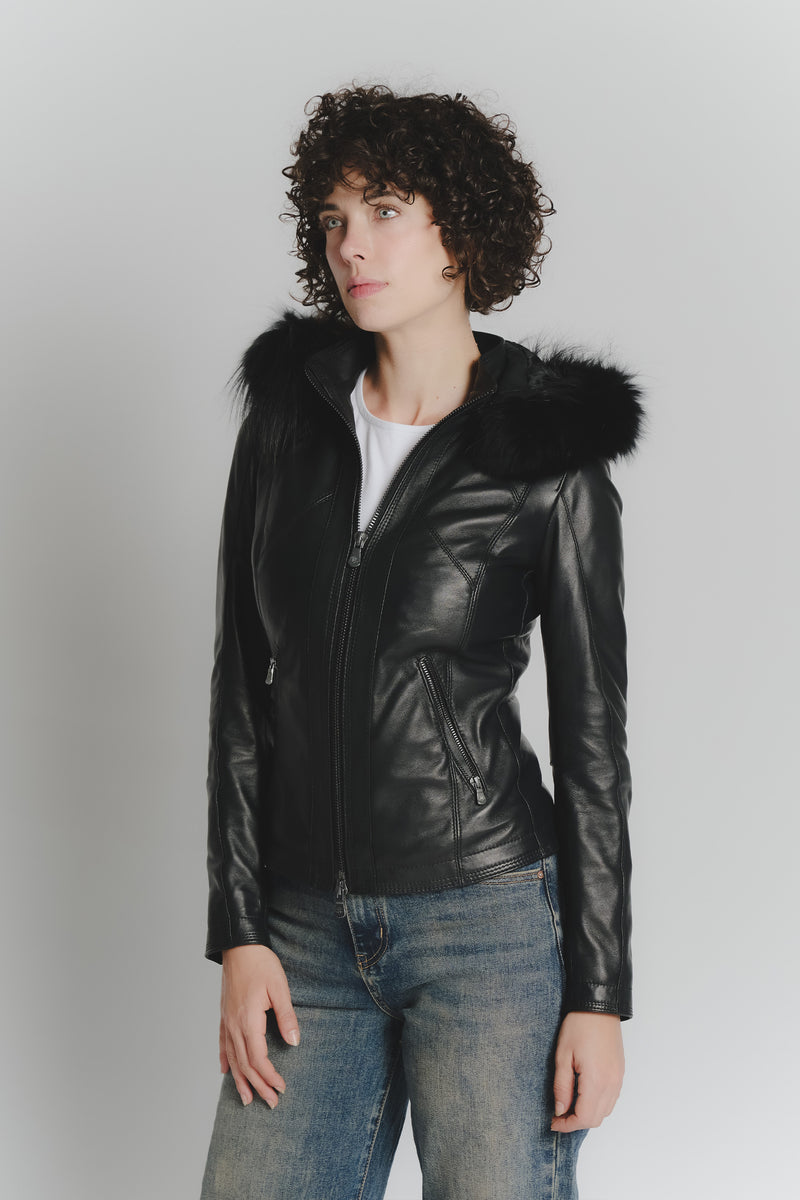 Sofia con Cappuccio Fur Nero donna Barone firenze - 2