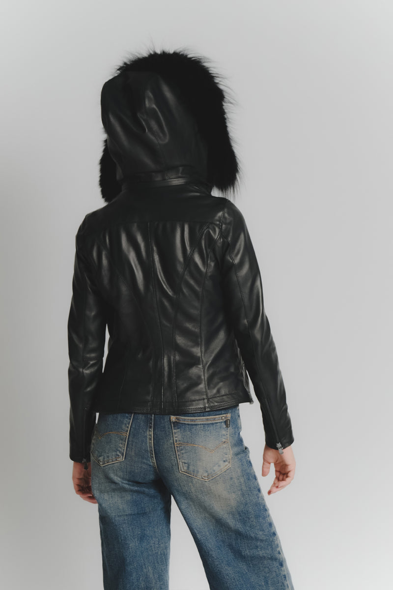 Sofia con Cappuccio Fur Nero donna Barone firenze - 7