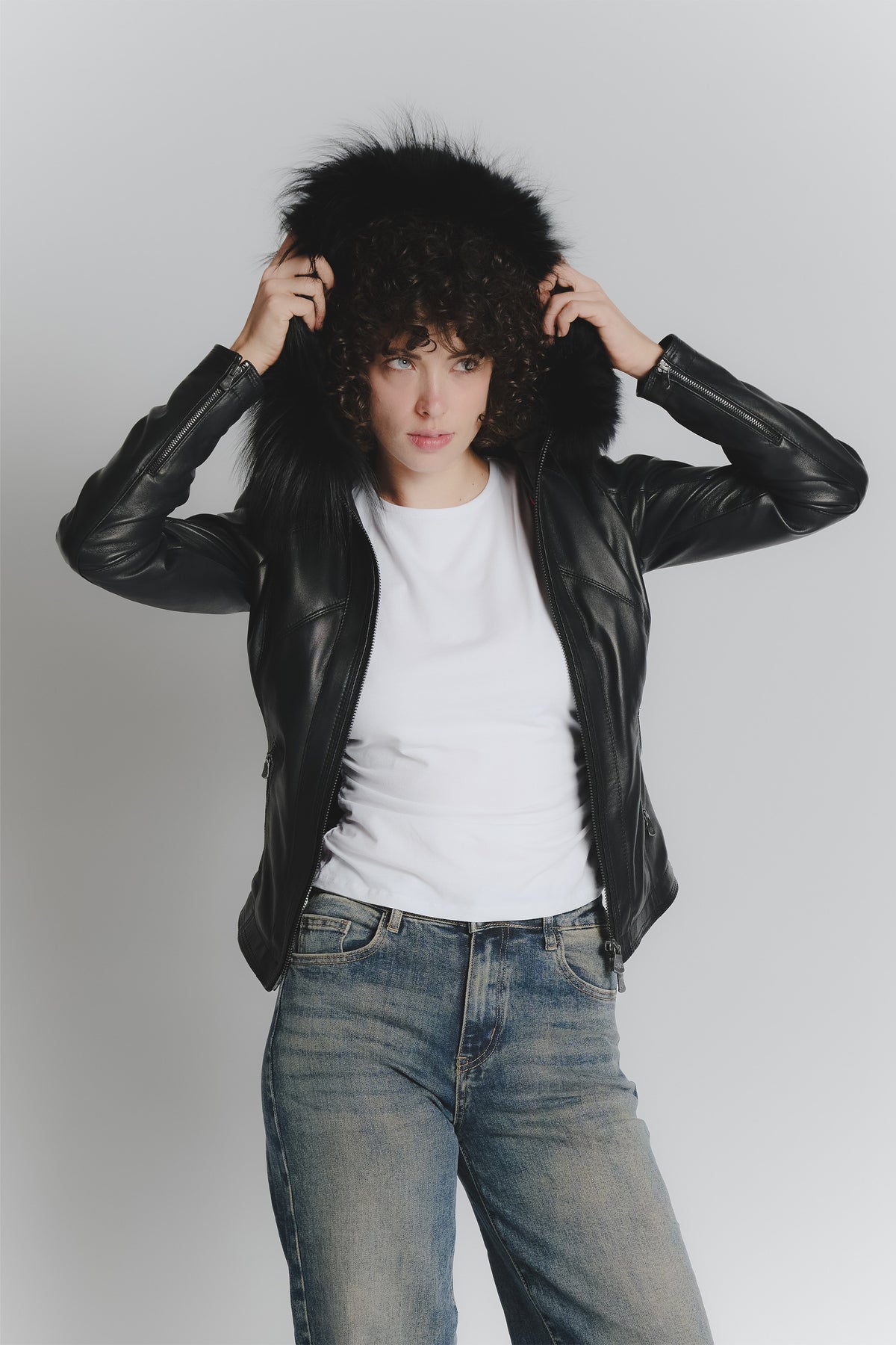 Sofia con Cappuccio Fur Nero donna Barone firenze - 5