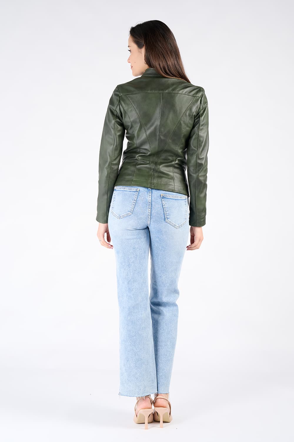 Sofia verde giacca da donna in pelle 100% Made in Italy - Barone Firenze