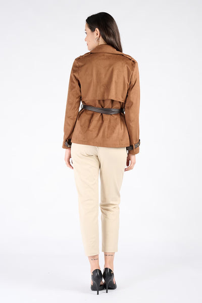 Trench Corto Alcantara Cuoio