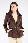 Trench Corto Alcantara Testa di moro donna Barone firenze - 1