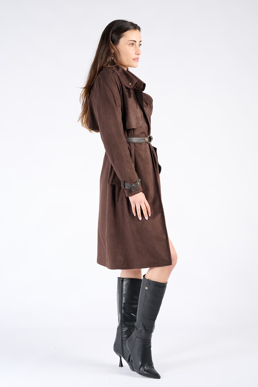 Trench Alcantara Testa di moro donna Barone firenze - 3