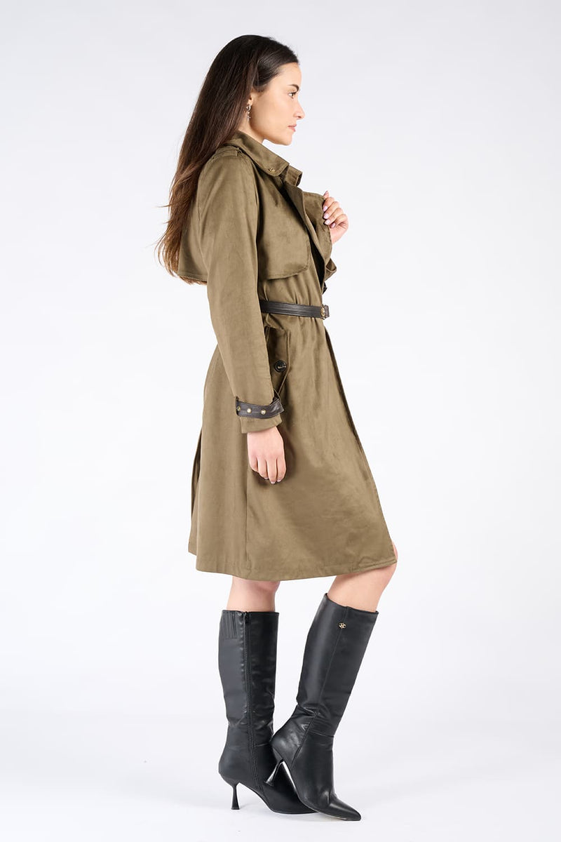 Trench Alcantara Verde donna Barone firenze - 3
