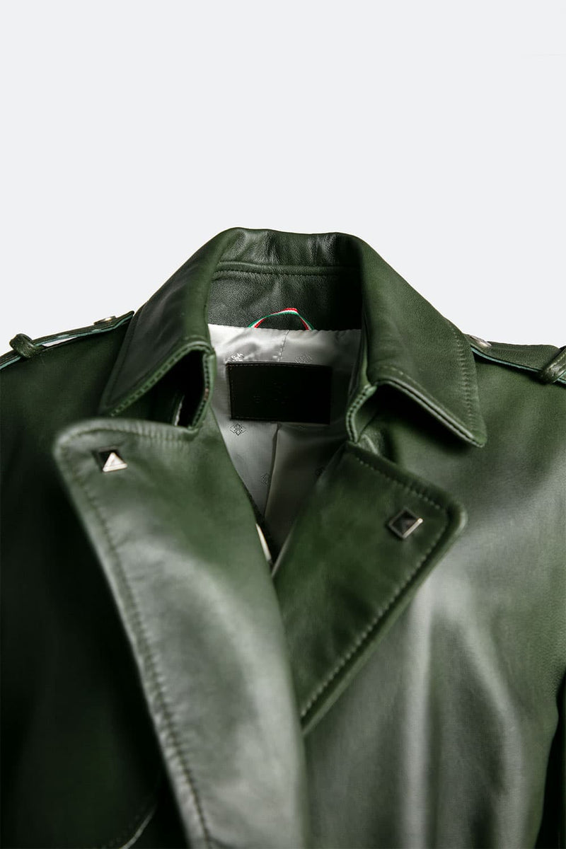 Trench Borchie Verde donna Barone firenze - 3