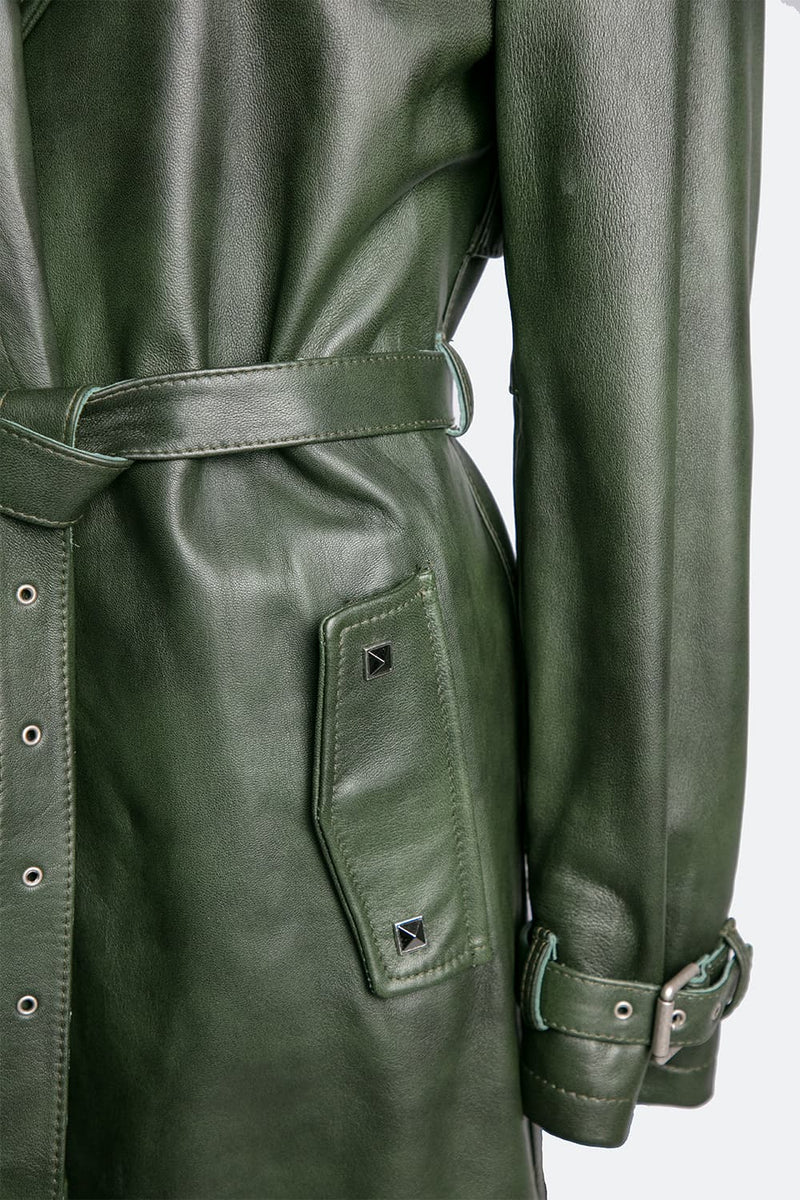 Trench Borchie Verde donna Barone firenze - 7