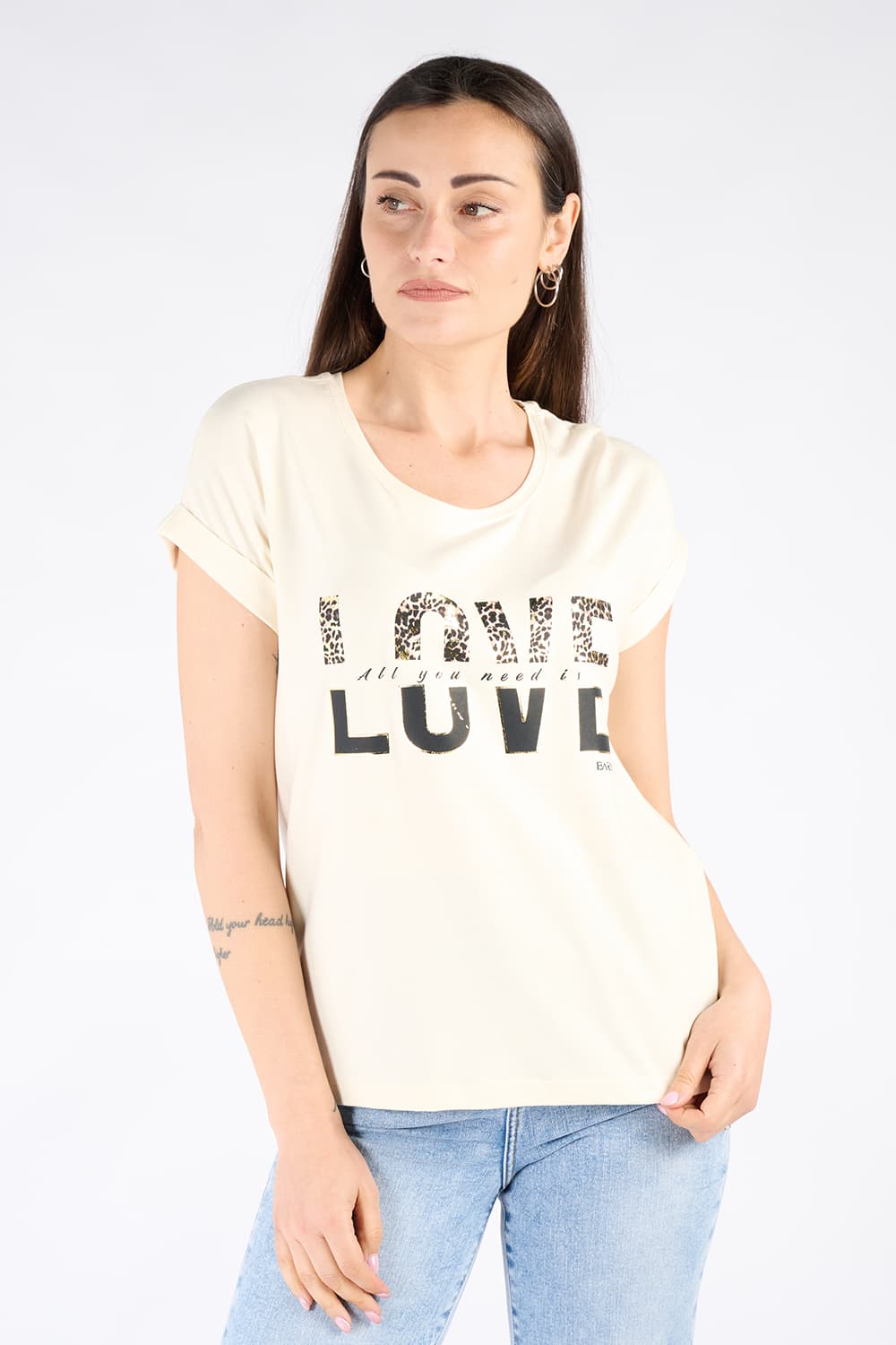 T-shirt donna Love Beige donna Barone firenze - 1