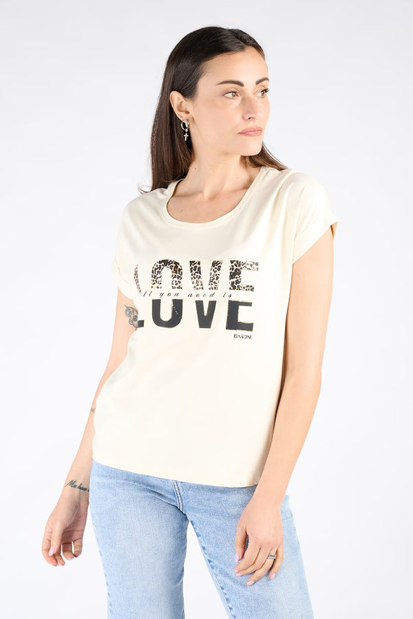 T-shirt donna Love Beige donna Barone firenze