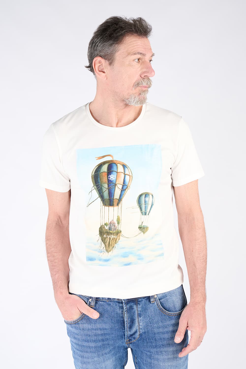 T-Shirt Uomo Stampa Mongolfiera uomo Barone firenze - 1