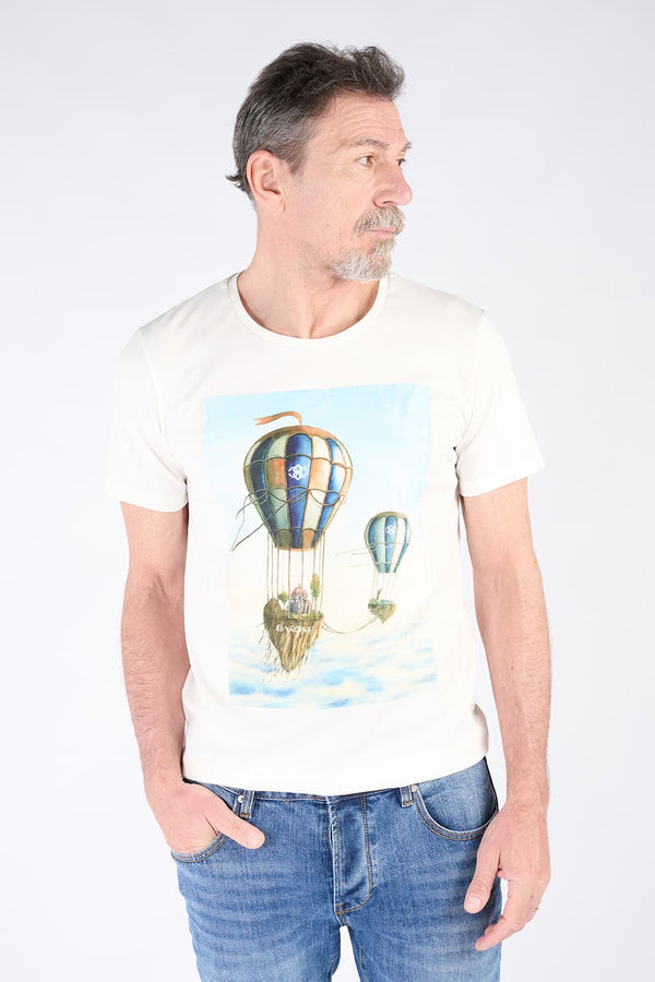 T-Shirt Uomo Stampa Mongolfiera uomo Barone firenze