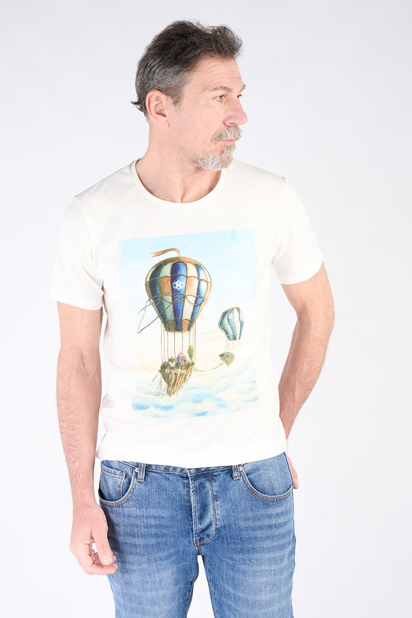 T-Shirt Uomo Stampa Mongolfiera uomo Barone firenze