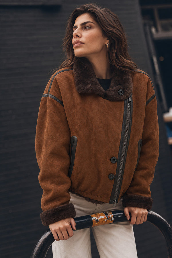 Viktoria Shearling Style Cuoio/Cioccolato donna Barone firenze
