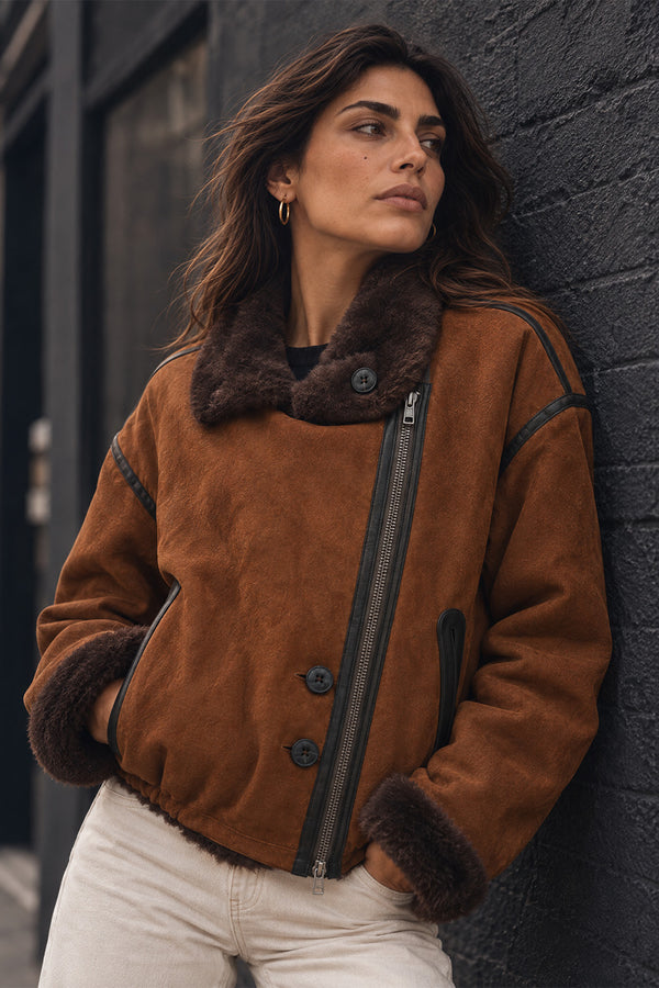 Viktoria Shearling Style Cuoio/Cioccolato donna Barone firenze