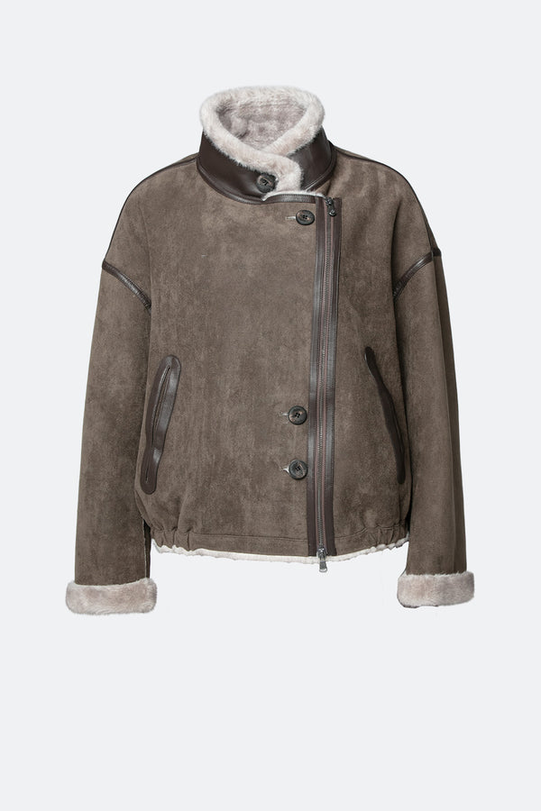 Viktoria Shearling Style Verde/Grigio donna Barone firenze