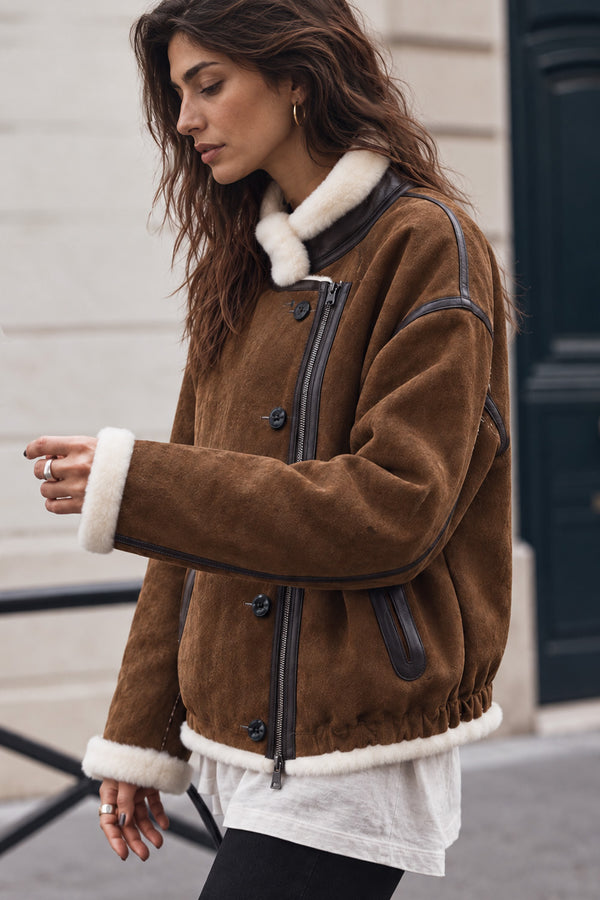 Viktoria Shearling Style Tabacco/Crema donna Barone firenze