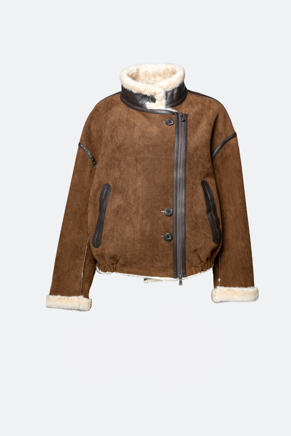 Viktoria Shearling Style Tabacco/Crema donna Barone firenze