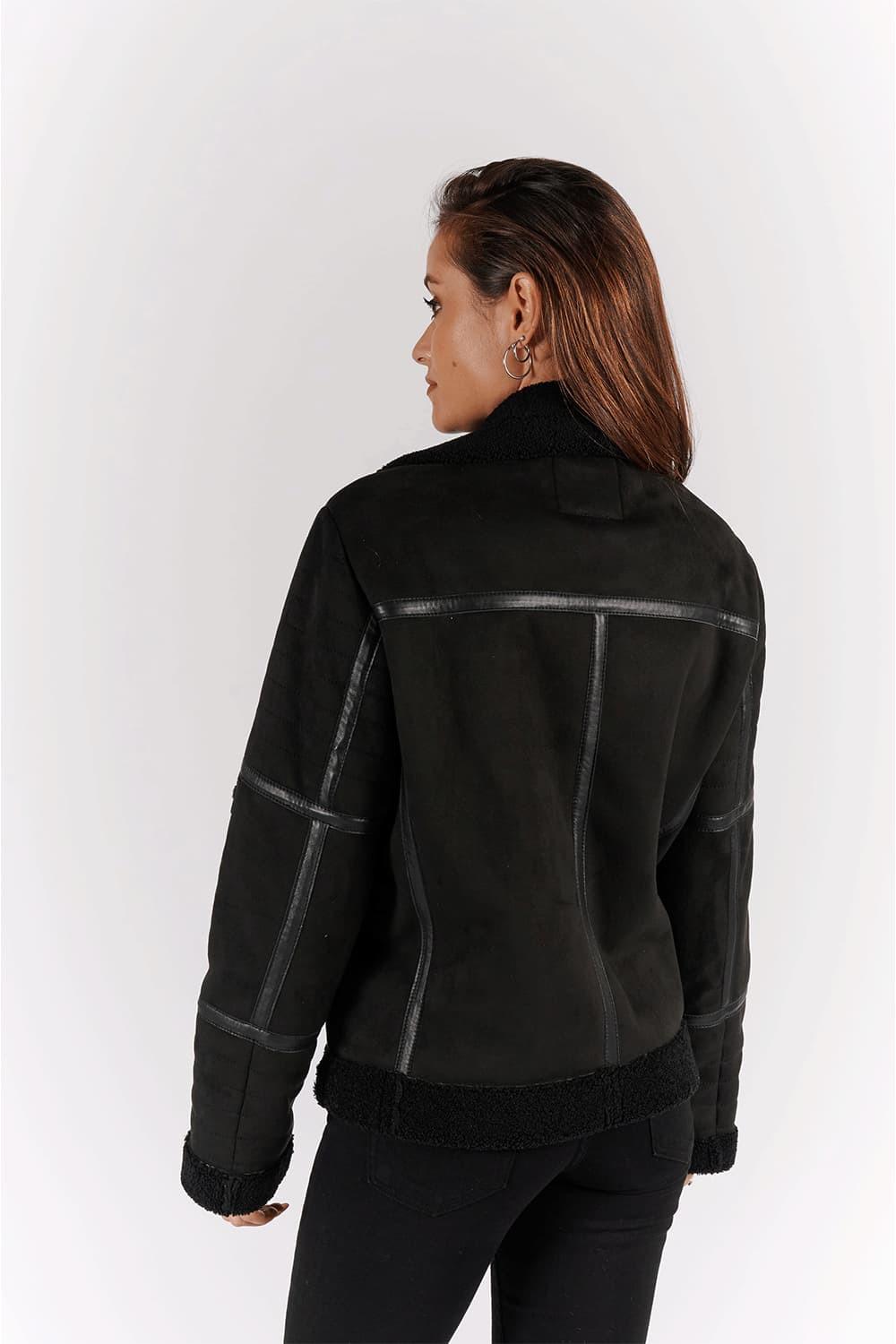 Chiodo Gold Shearling Style Donna Nero unisex Barone firenze - 11