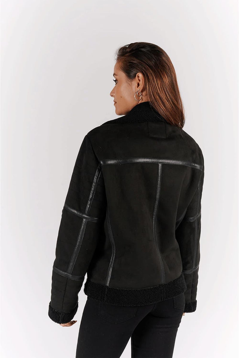 Chiodo Gold Shearling Style Donna Nero unisex Barone firenze - 11