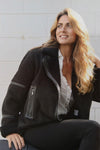 Chiodo Gold Shearling Style Donna Nero unisex Barone firenze - 8