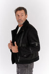 Chiodo Gold Shearling Style Nero unisex Barone firenze - 11