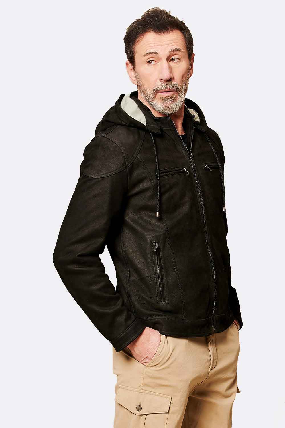 Elton Gold Oleato con Cappuccio giacca uomo 100% vera pelle Made in Italy - Barone Firenze