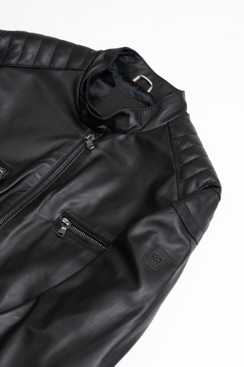 Barone Firenze Giacca Pelle Slim Fit Michele Con Impunture Giacca