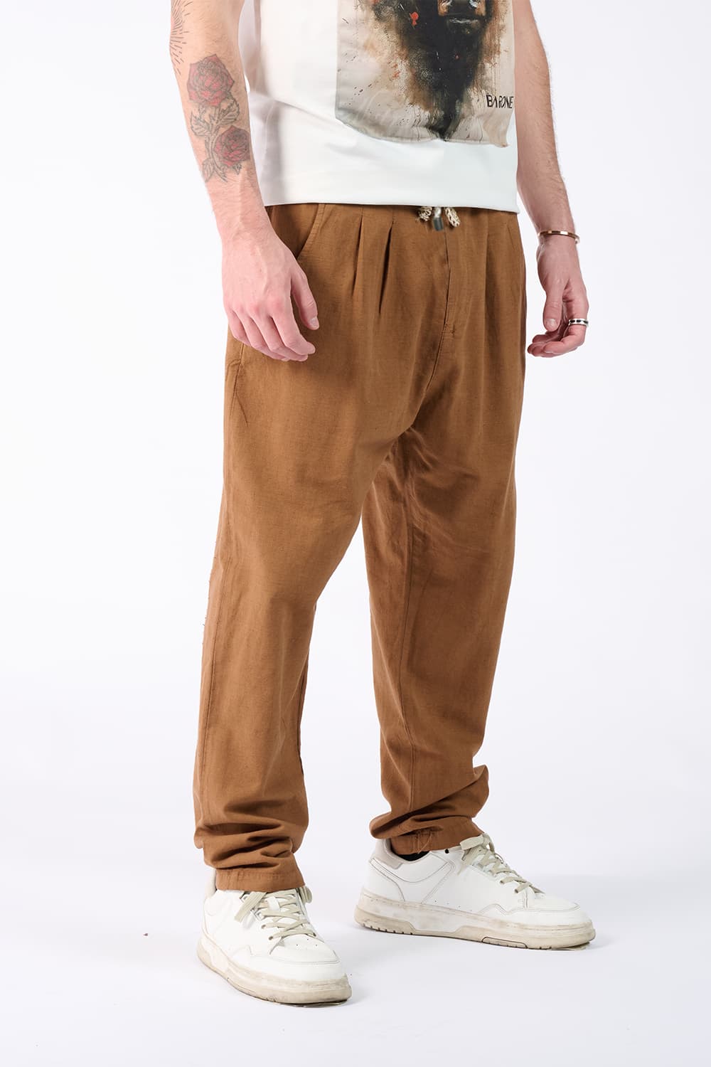 Linen Trousers with Button| Baron Florence