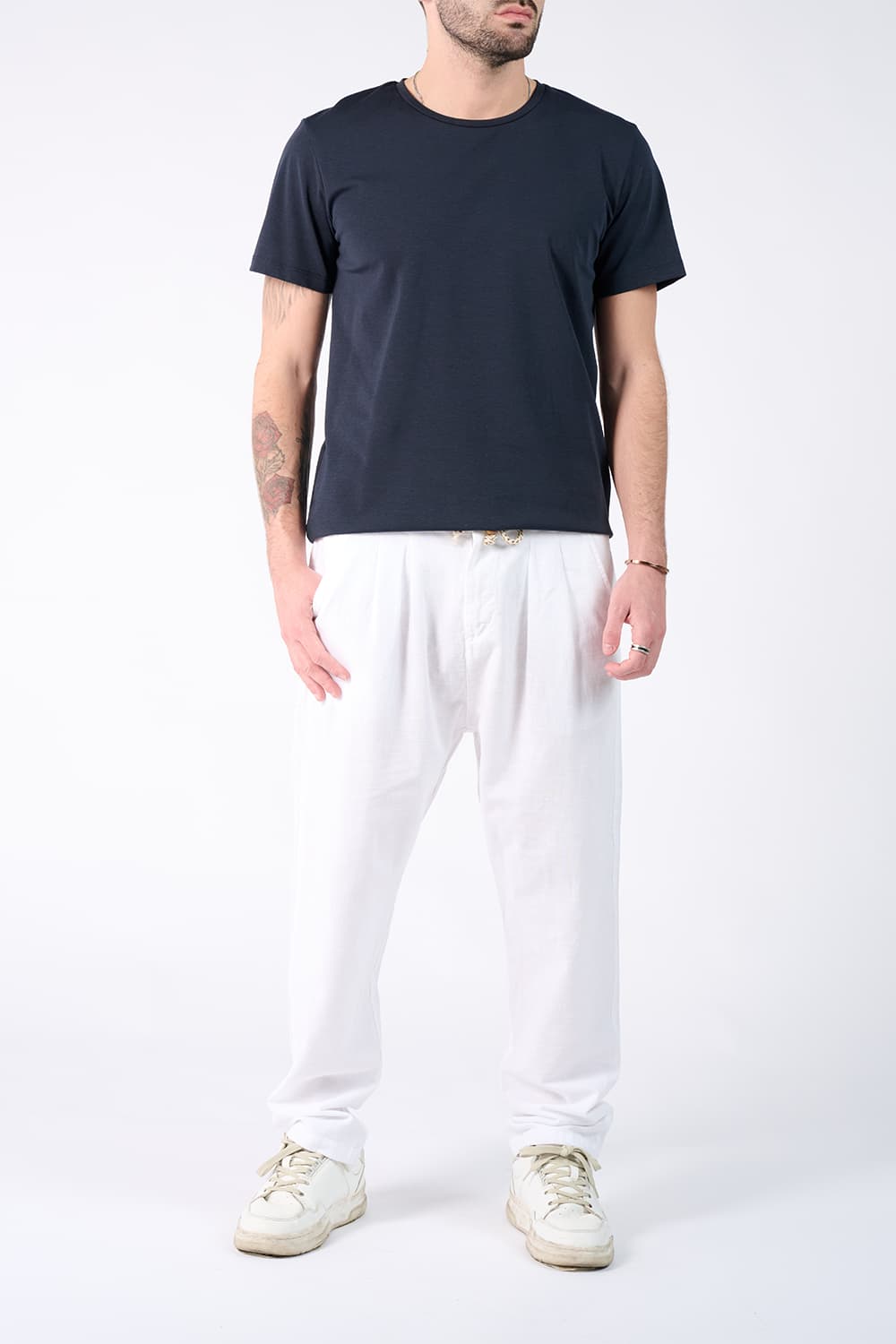 Barone T-shirt Embroidery Back New and Linen Pants - Barone Florence
